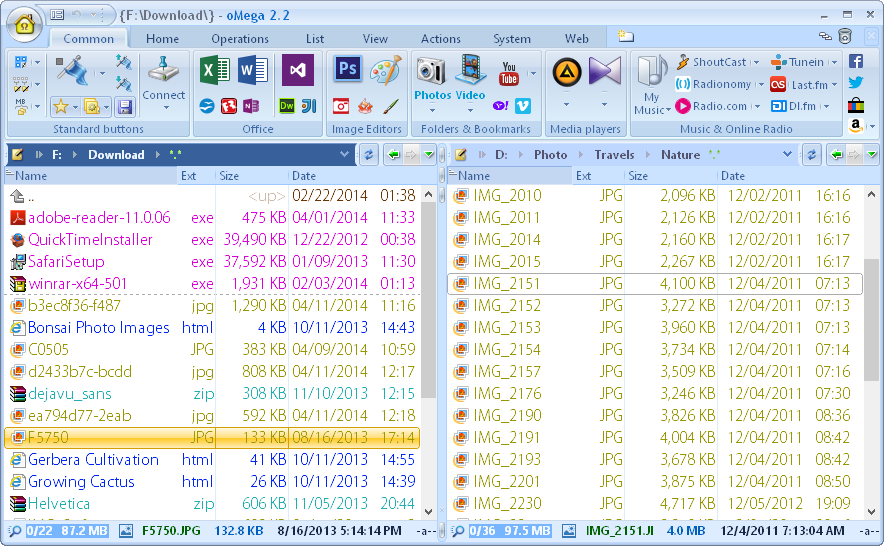 You can select from carefully mastered color palettes. You can also easily create your own file highlight schema.